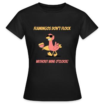 Lustiges Cartoon Flamingo mit Wein Design - Frauen T-Shirt - Schwarz - Vorne - AI Model Female 172 dark (172cm)