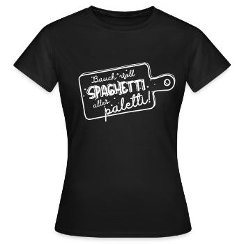 Bauch voll Spaghetti, alles paletti! - Frauen T-Shirt - Schwarz - Vorne - AI Model Female 172 dark (172cm)