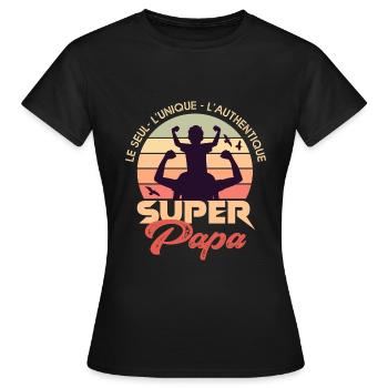 Super papa superpapa cadeau papa fete - T-shirt Femme - noir - Devant - AI Model Female 172 dark (172cm)