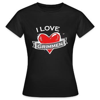 Grimmen - Ich liebe Stadtnamen in Tattoo Stil - Frauen T-Shirt - Schwarz - Vorne - AI Model Female 172 dark (172cm)