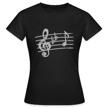 Clé de sol, partition, clé de musicien - T-shirt Femme - noir - Devant - AI Model Female 172 dark (172cm)