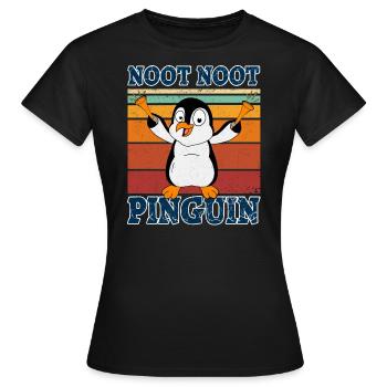 Noot Noot Madafakas Drôle de pingouin avec des klaxons - T-shirt Femme - noir - Devant - AI Model Female 172 dark (172cm)