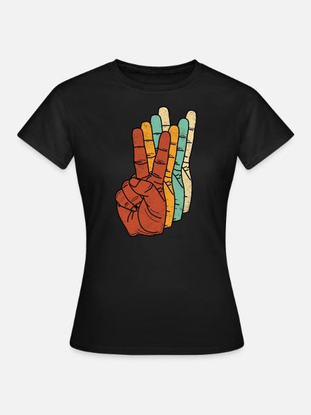 Peace Love Freedom Peace Hand Finger Sign - Women's T-Shirt - black