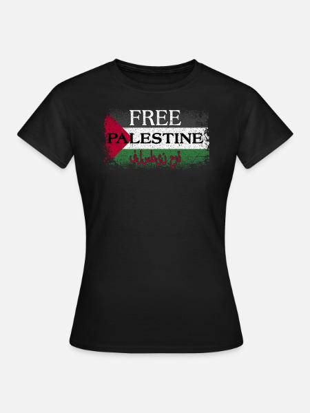 Free Palestine Support Palestine Libre drapeau - T-shirt Femme - noir