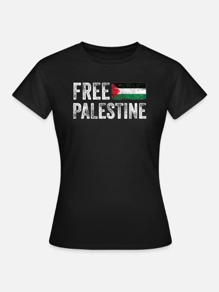 Free Palestine Support Freies Palästina Flagge - Dame-T-shirt - sort