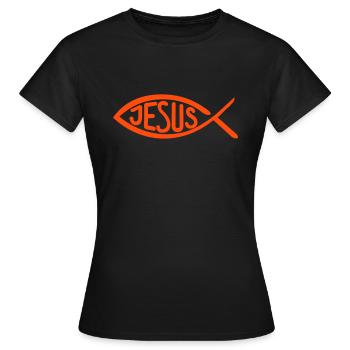 Jesus Fish - Women's T-Shirt - black - Front - AI Model Female 172 dark (172cm)