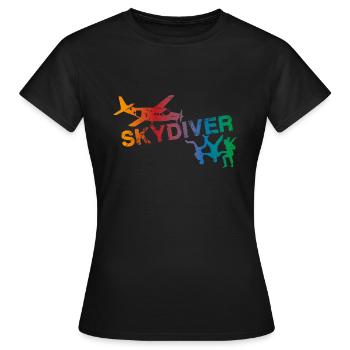 Fallschirmsport Shirt Skydiver t-shirt - Frauen T-Shirt - Schwarz - Vorne - AI Model Female 172 dark (172cm)