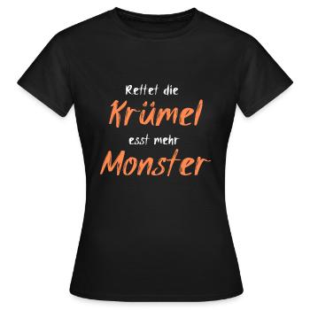 Rettet die Krümel esst mehr Monster - Frauen T-Shirt - Schwarz - Vorne - AI Model Female 172 dark (172cm)