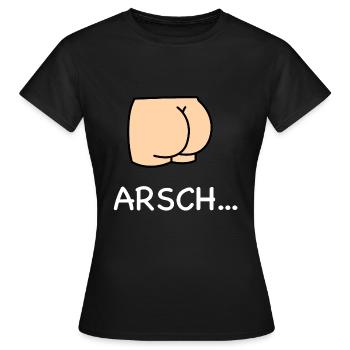 Arsch auf Eimer (Links) - Frauen T-Shirt - Schwarz - Vorne - AI Model Female 172 dark (172cm)