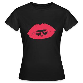 MOUTH KISS DESIGN - Women's T-Shirt - black - Front - AI Model Female 172 dark (172cm)