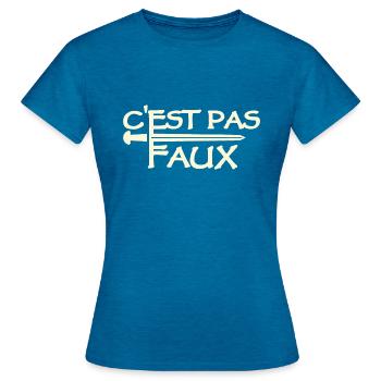 C'est pas faux citation Perceval - T-shirt Femme - bleu saphir antique chiné - Devant - AI Model Female 172 dark (172cm)