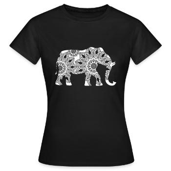Elephant Mandala Elephant Mediation Yoga Esotericism - Women's T-Shirt - black - Front - AI Model Female 172 dark (172cm)