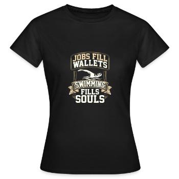 Cadeaux de nageur Emplois Remplir portefeuilles Natation Remplissages - T-shirt Femme - noir - Devant - AI Model Female 172 dark (172cm)