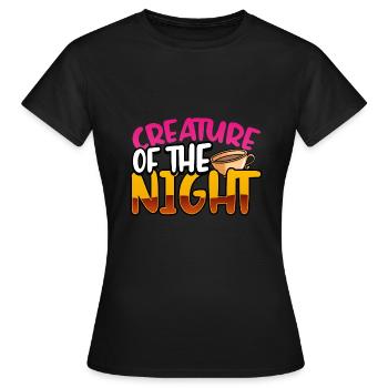 Schlaflose Geschenkkreatur des Nachtkaffees - Frauen T-Shirt - Schwarz - Vorne - AI Model Female 172 dark (172cm)