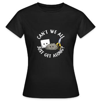 Ne pouvons-nous pas tous nous entendre Rock Paper Scissors - T-shirt Femme - noir - Devant - AI Model Female 172 dark (172cm)