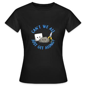 Ne pouvons-nous pas tous nous entendre Rock Paper Scissors - T-shirt Femme - noir - Devant - AI Model Female 172 dark (172cm)