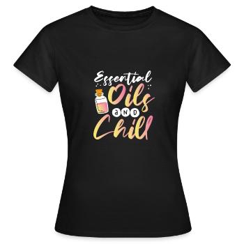 Huiles essentielles et huile essentielle de refroidissement - T-shirt Femme - noir - Devant - AI Model Female 172 dark (172cm)