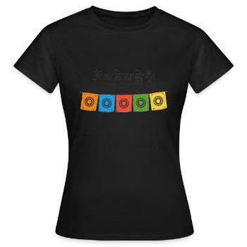 Tibetische Gebetsfahnen - Frauen T-Shirt - Schwarz - Vorne - AI Model Female 172 dark (172cm)