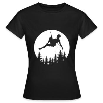 Mond Kletterer Klettern abseilen Geschenk Berge - Frauen T-Shirt - Schwarz - Vorne - AI Model Female 172 dark (172cm)