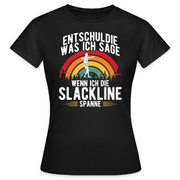 Planche de slackline Slackline sans arbre Slackliner - T-shirt Femme - noir - Devant - AI Model Female 172 dark (172cm)