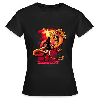 dragon anime manga comic samurai sword - Women's T-Shirt - black - Front - AI Model Female 172 dark (172cm)