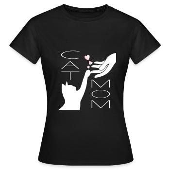Maman chat avec coeurs - T-shirt Femme - noir - Devant - AI Model Female 172 dark (172cm)