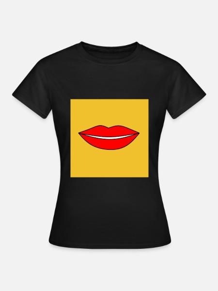 Pop Art Lippen Lippenstift Poster Kleurrijk Cadeau - T-shirt dam - svart