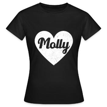 Molly Name Big Heart Love Artwork Gift - T-shirt Femme - noir - Devant - AI Model Female 172 dark (172cm)