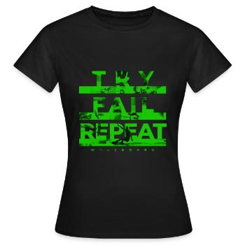 Try, Fail, Repeat. Wakeboard Wakeskate Ski nautique - T-shirt Femme - noir - Devant - AI Model Female 172 dark (172cm)