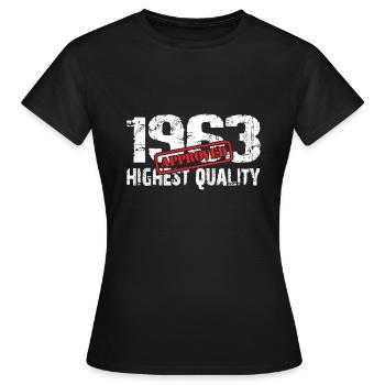 Né en 1963, né en 1963, très en forme et actif - T-shirt Femme - noir - Devant - AI Model Female 172 dark (172cm)