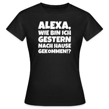 Alexa Comment suis-je rentré hier !? - T-shirt Femme - noir - Devant - AI Model Female 172 dark (172cm)
