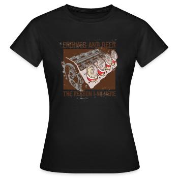 Une bière un moteur est tout ce dont j'ai besoin - T-shirt Femme - noir - Devant - AI Model Female 172 dark (172cm)