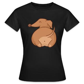 Dachshund Hintern - Frauen T-Shirt - Schwarz - Vorne - AI Model Female 172 dark (172cm)