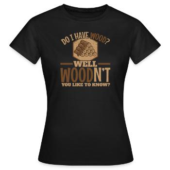 ...WOODn't You Like To Know Board Game Trading - Frauen T-Shirt - Schwarz - Vorne - AI Model Female 172 dark (172cm)