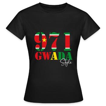 Gwada Style Drapeau Guadeloupe - T-shirt Femme - noir - Devant - AI Model Female 172 dark (172cm)
