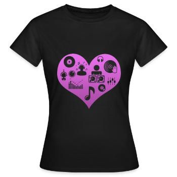 DJ Herz Disc Jockey - Frauen T-Shirt - Schwarz - Vorne - AI Model Female 172 dark (172cm)