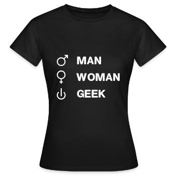 Geek On GEEK humour blague geek - T-shirt Femme - noir - Devant - AI Model Female 172 dark (172cm)