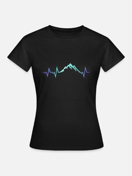 Battement de cœur de l'électrocardiogramme du glacier de montagne - T-shirt Femme - noir