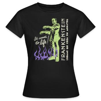 Universal Monsters Frankenstein It Comes To Life! - Women's T-Shirt - black - Front - AI Model Female 172 dark (172cm)