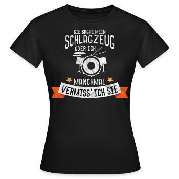 Schlagzeuger Frauenheld - Frauen T-Shirt - Schwarz - Vorne - AI Model Female 172 dark (172cm)
