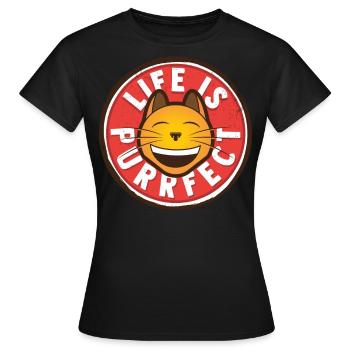 Katze Positiv denken - Frauen T-Shirt - Schwarz - Vorne - AI Model Female 172 dark (172cm)