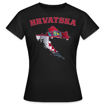 Kroatien Flagge Landkarte - Frauen T-Shirt - Schwarz - Vorne - AI Model Female 172 dark (172cm)