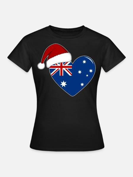 Drapeau Australie coeur de Noël - T-shirt Femme - noir