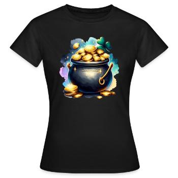 Chaudron d’or de la Saint-Patrick - T-shirt Femme - noir - Devant - AI Model Female 172 dark (172cm)