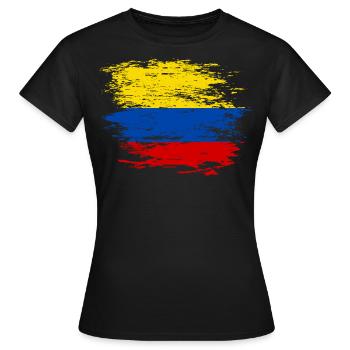 Kolumbien Flagge used - Frauen T-Shirt - Schwarz - Vorne - AI Model Female 172 dark (172cm)