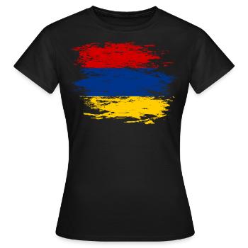 Armenien Flagge used - Frauen T-Shirt - Schwarz - Vorne - AI Model Female 172 dark (172cm)