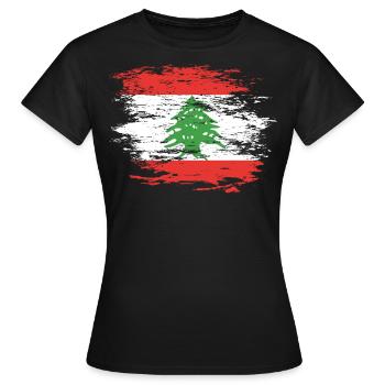 Libanon Flagge used - Frauen T-Shirt - Schwarz - Vorne - AI Model Female 172 dark (172cm)