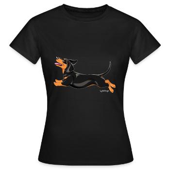 Dackel glatt 3 - Frauen T-Shirt - Schwarz - Vorne - AI Model Female 172 dark (172cm)