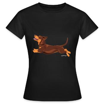 Dackel glatt 2 - Frauen T-Shirt - Schwarz - Vorne - AI Model Female 172 dark (172cm)
