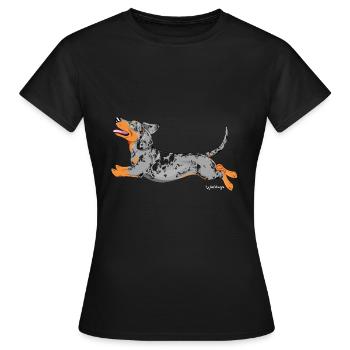 Dackel glatt 5 - Frauen T-Shirt - Schwarz - Vorne - AI Model Female 172 dark (172cm)